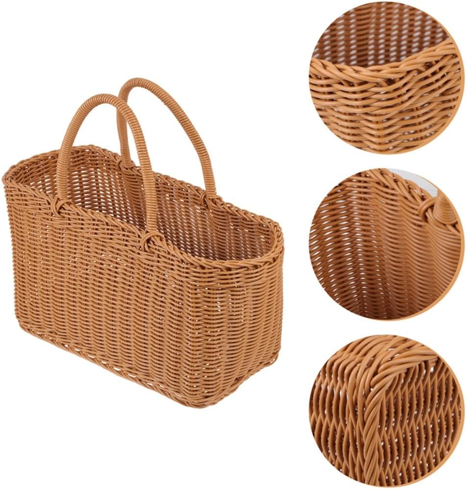 1Pc Picnic Accessories Rattan Storage Basket Fruit Storage Basket
