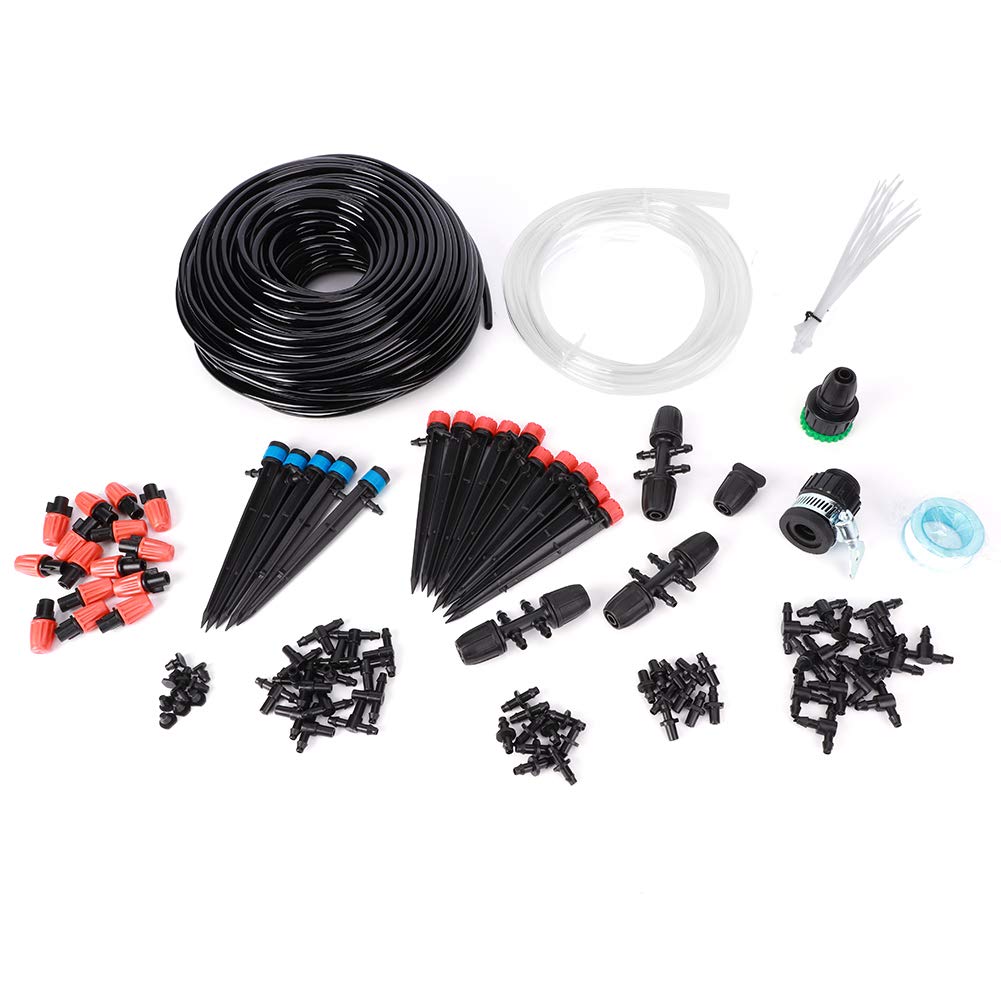 SIXRUN di Irrigazione da Giardino da 40 M Set di Irrigazione per a Goccia in Plastica 4/7 Tubi Installazione Semplice Risparmio Idrico per Terrazza Atrio Serra Piante in Vaso