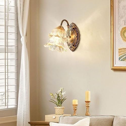 Miniatura 4 de Mid Century Modern Wall Sconce Vintage Industrial Gooseneck Amber Flower Wall Light Fixture for Bedroom Living Room Bathroom E12E14 Base Mounted Lamp