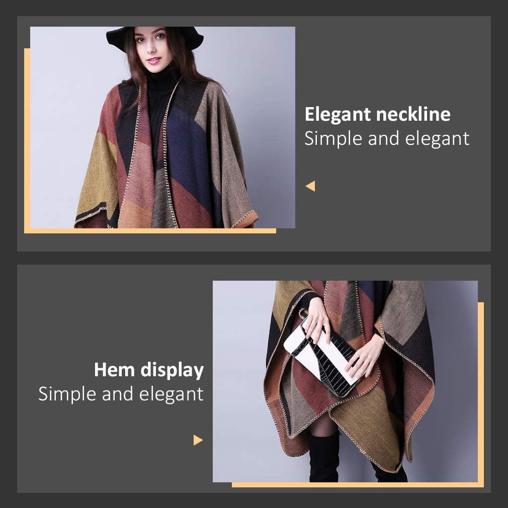Poncho Donna Caldo Mantella Donna Invernale Fronte Aperto Reversibile Cardigan Elegante Scialle Lavorato a Maglia per Primavera Autunno Inverno
