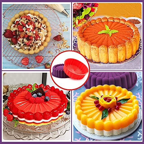 8 Inch Silicone Charlotte Cake Pan -Set Of 2- Round Baking Molds For Cheese Cake,Chocolate Cake, Rainbow Cakes, Strawberry Shortcake, Brownie Tart Pie #TOP4