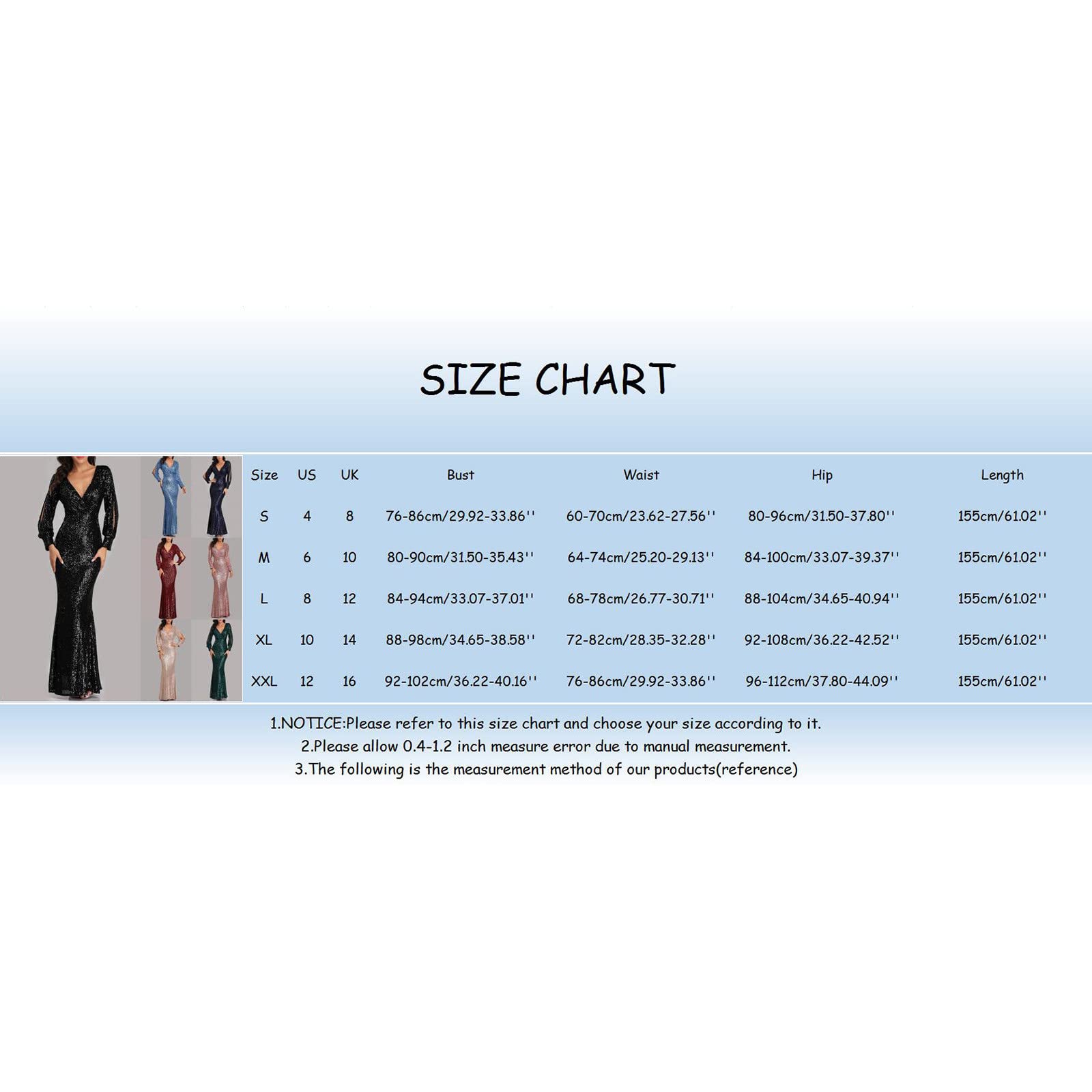Nidddiv Vestido largo para mujer, elegante, manga larga, vestido de noche, cuello en V, lentejuelas, ajustado, vestido de cóctel, vestido de noche, vestido de fiesta, vestido de fiesta