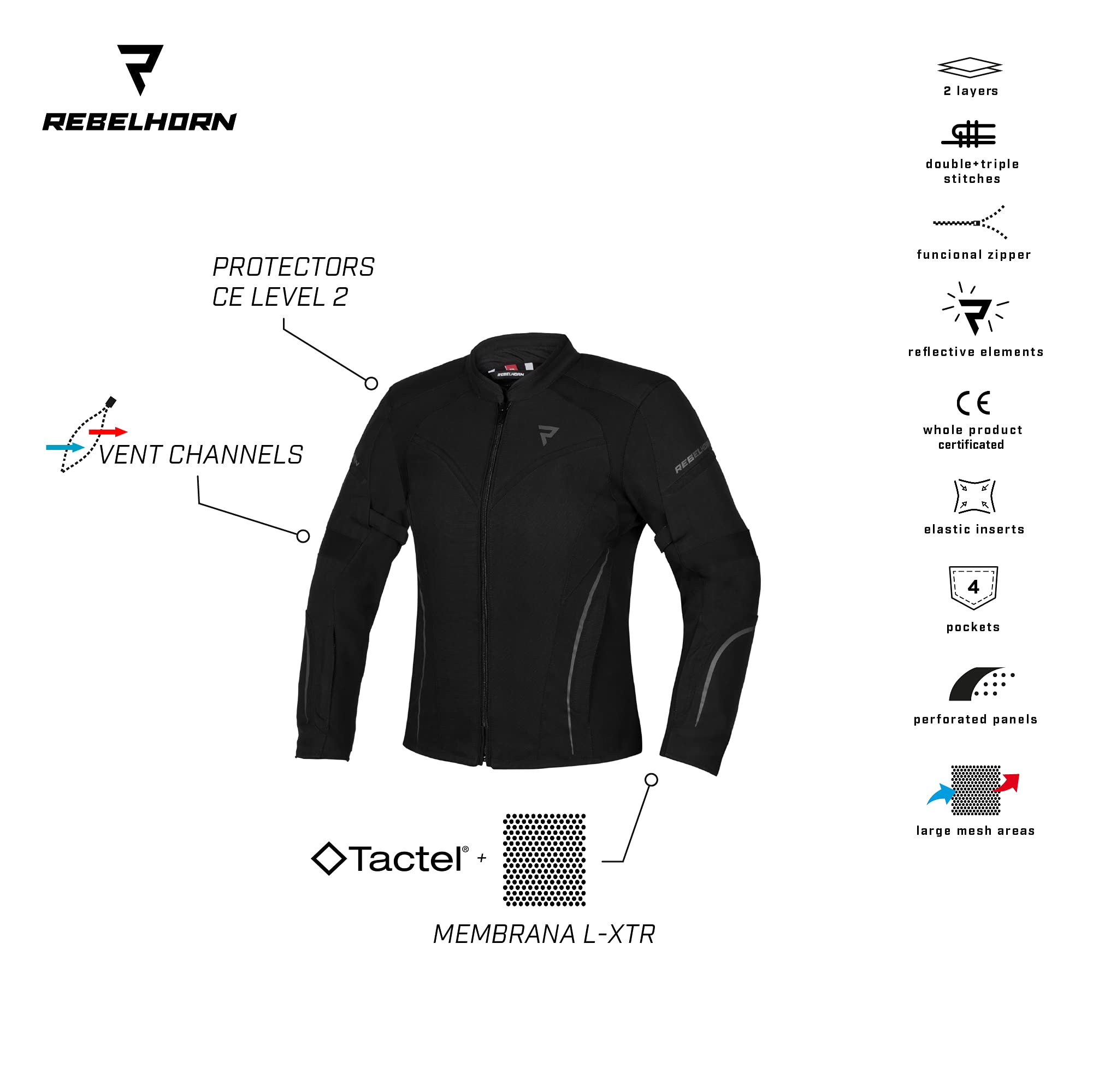 REBELHORN Luna Veste pour Femme Moto