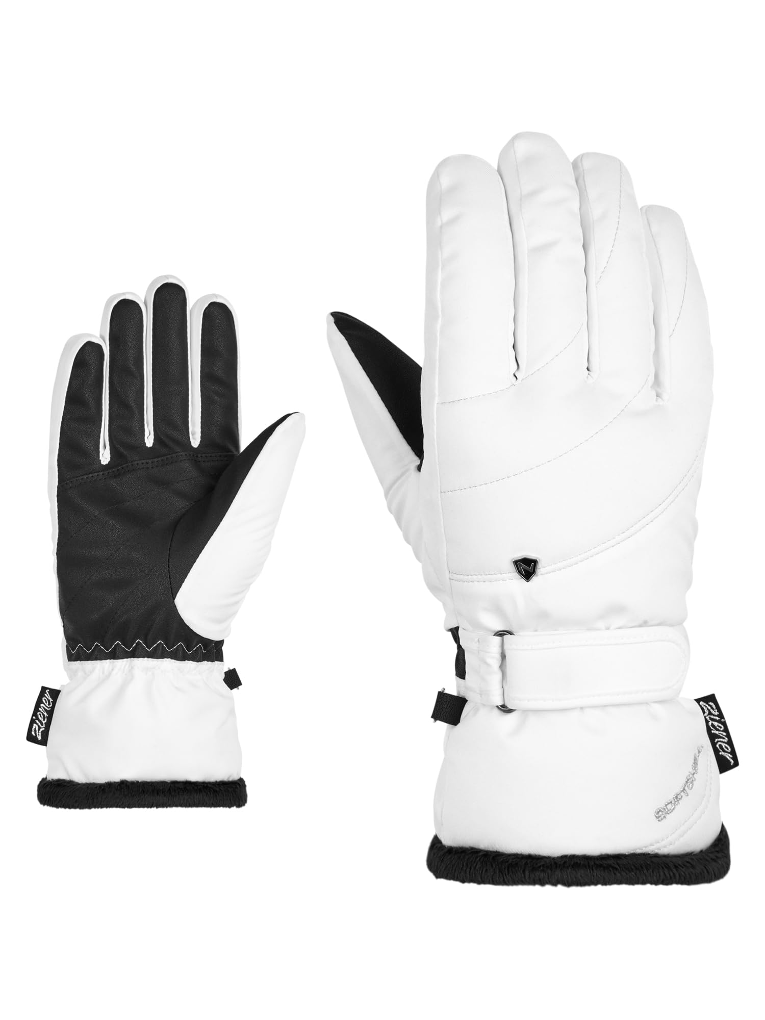 Ziener Women's KAHLI Ski Gloves/Winter Sports | Primaloft Plush Lining, White, 8