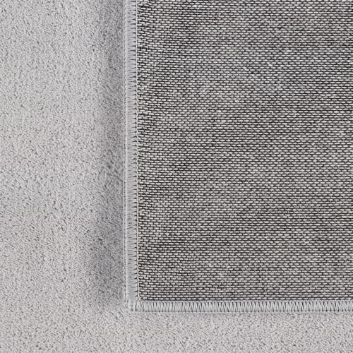 HomebyHome Waschbarer Kurzflor Teppich 200 x 290 cm Silber modern einfarbig und weich maschinenwaschbar pflegeleicht für Wohnzimmer… – Ansicht 3