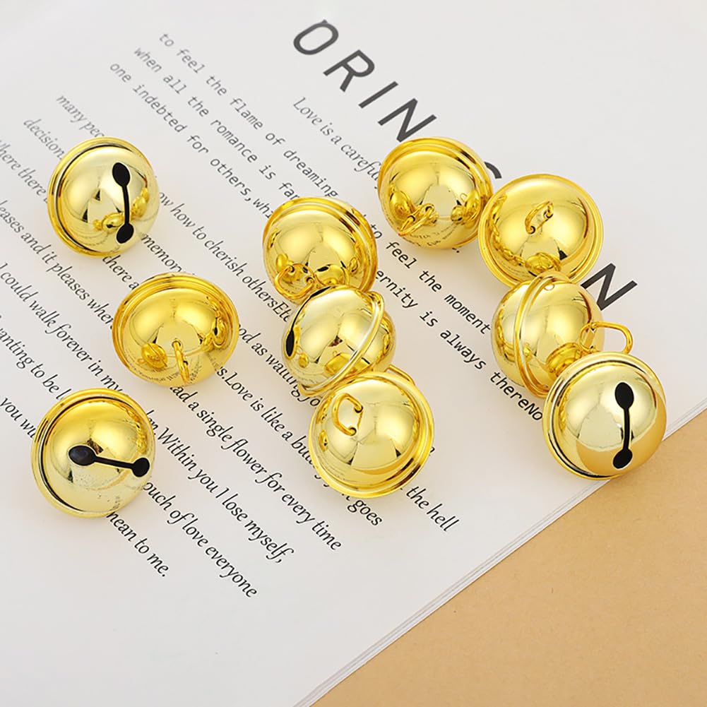50 Stück Glöckchen Gold 30 mm ø Große Metallglöckchen Glöckchen zum Basteln Schellen Rostschutz Klangvoll Bells Glocke Golden