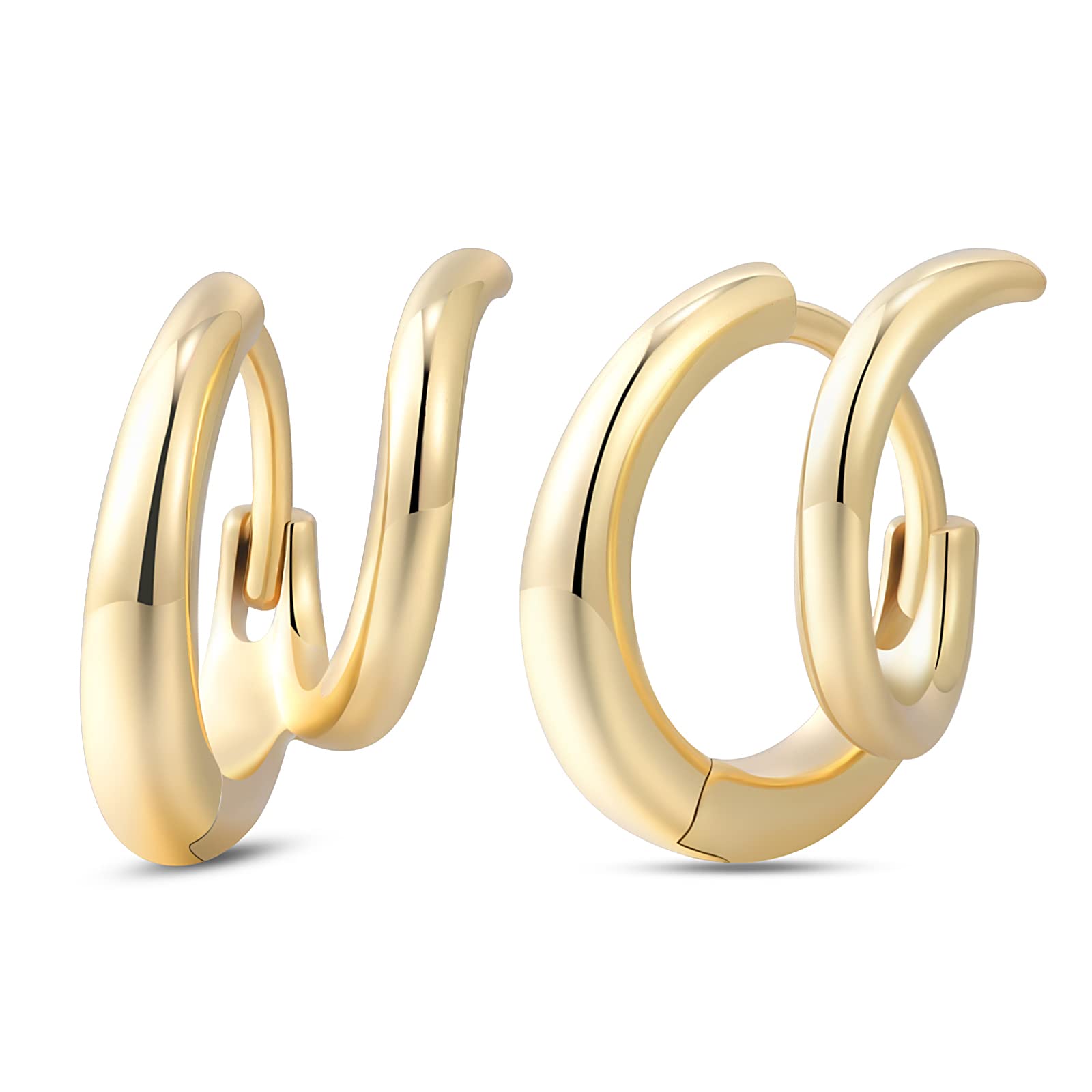 JINEAR Double Huggie Hoop Earrings