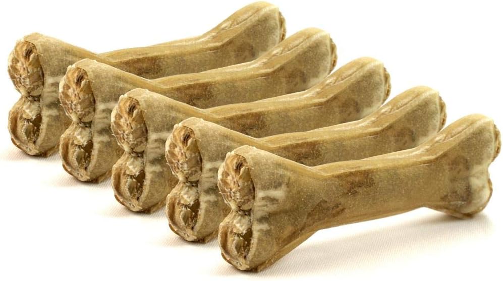 DOGBOSS Huesos masticables Ingredientes 100% Naturales, Diferentes tamaños y sabores (5 Huesos con Pollo, 12 cm)