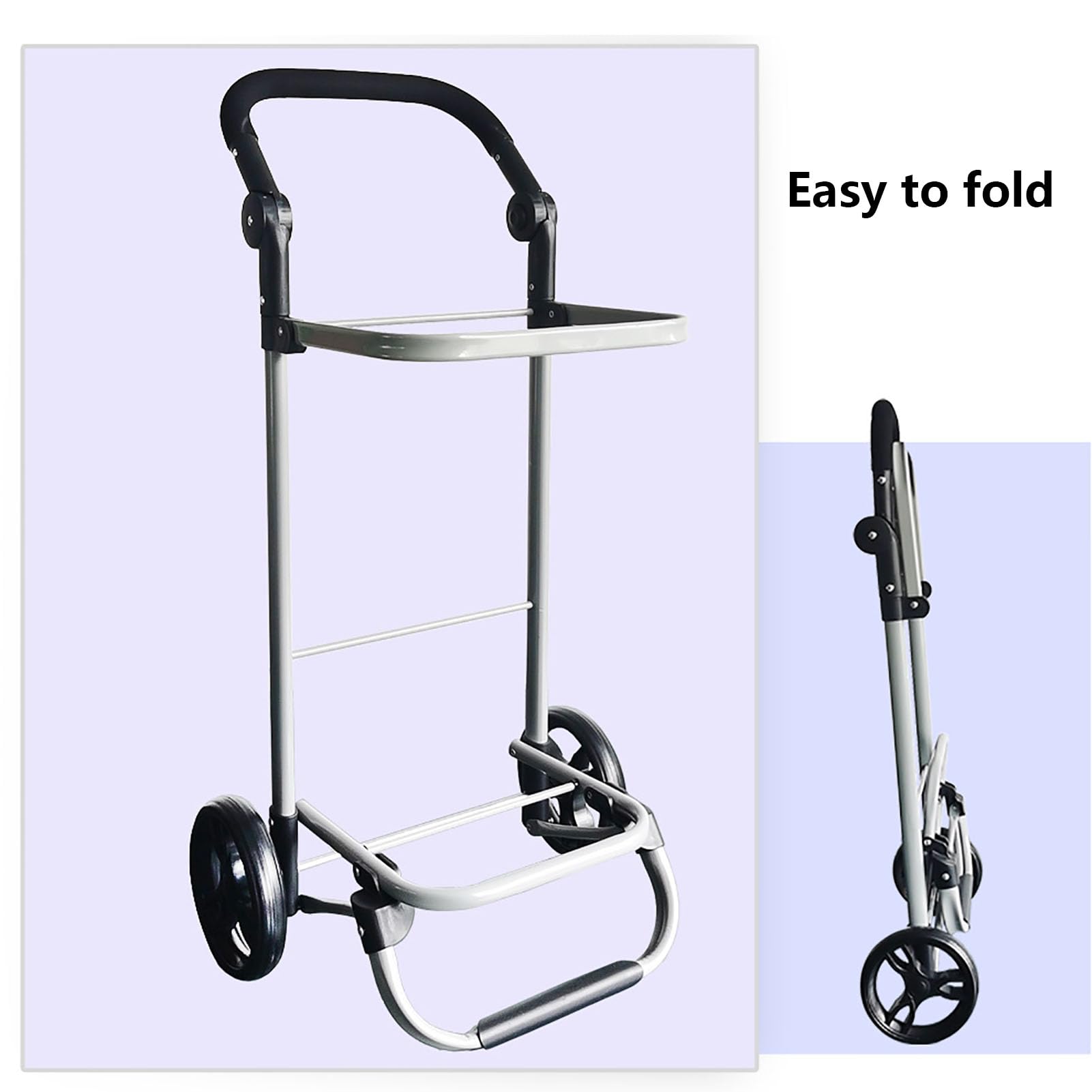 Carrito de Compras Plegable con Ruedas Carrito Utilitario Ligero para Uso Diario Carrito de Almacenamiento Portátil Compacto para Ancianos y Familia,Azul