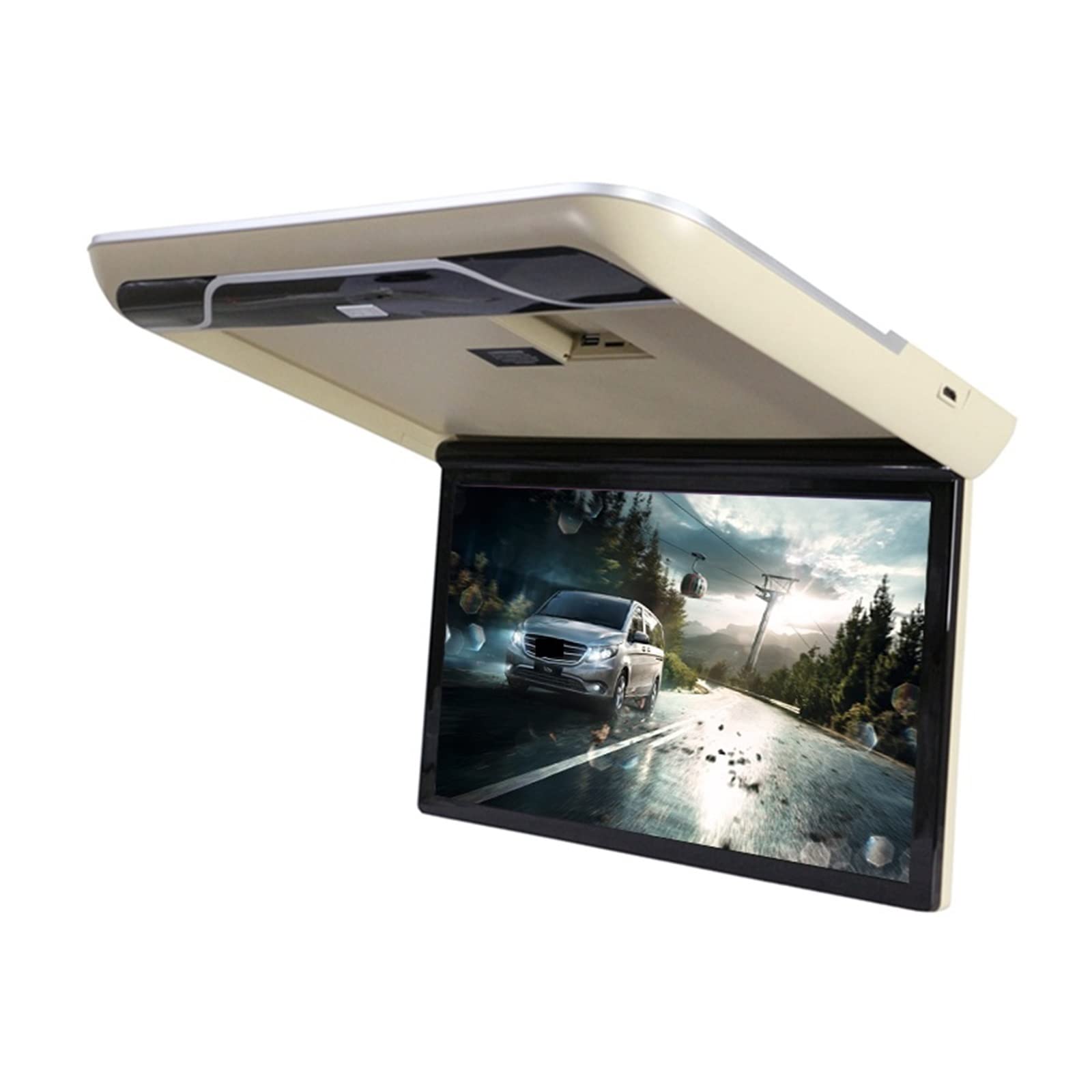 Uaktualnij Monitor zagłówka telewizora samochodowego 19 Cal Monitor samochodowy HD ekran LCD samochodowy odtwarzacz wideo 1080P samochodowy sufitowy wyświetlacz do montażu na dachu przenośny multimedi