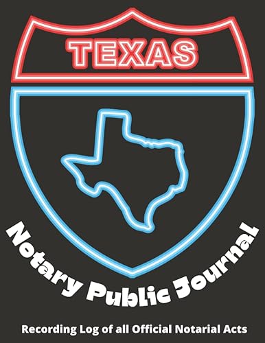 Texas Notary Public Journal Larger Print One Entry Per Page with Texas Notary Fee Schedule: Recording Log of all Official Notarial Acts