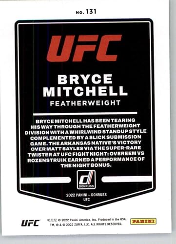 Miniatura 2 de 2022 Donruss UFC Green Flood #131 Bryce Mitchell Featherweight Official MMA Trading Card in Raw (NM or Better) Condition
