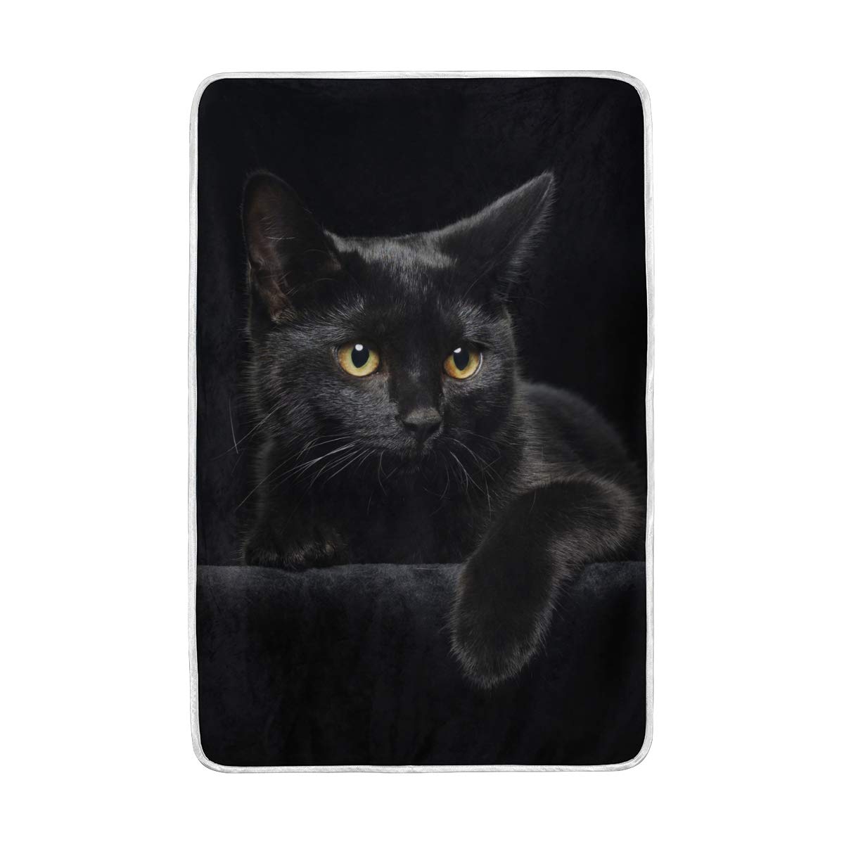 Amazon｜毛布 黒猫 猫柄 シングル ダブル 2枚合わせ 暖かい 軽い