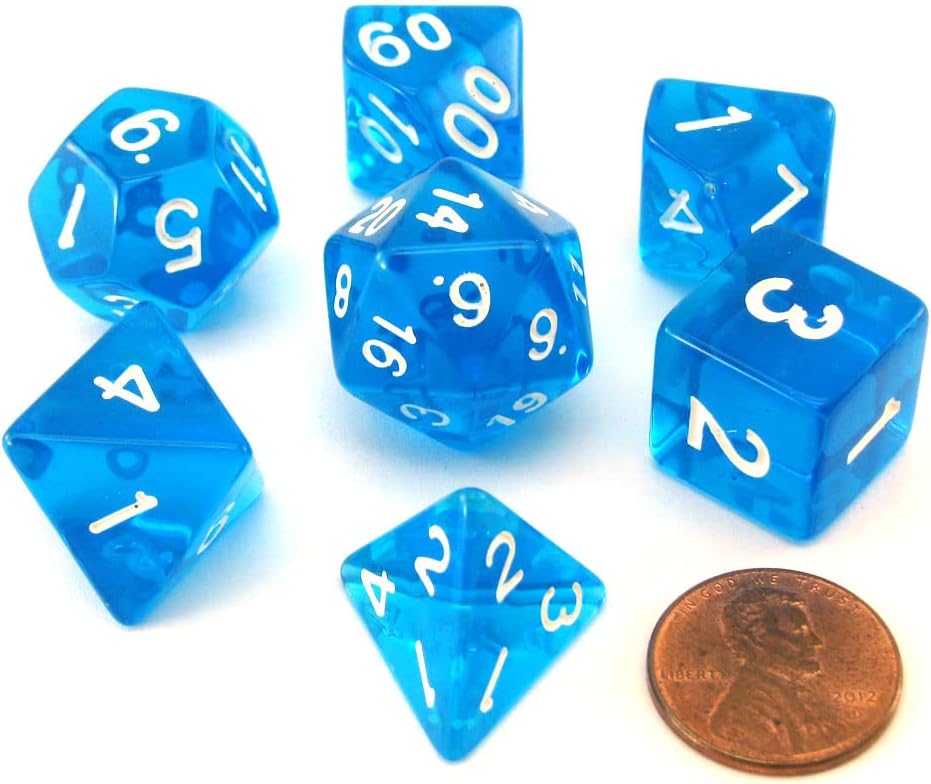 Reaper Miniatures 19015: Lucky Dice - Clear Blue - Pizza Dungeon Dice