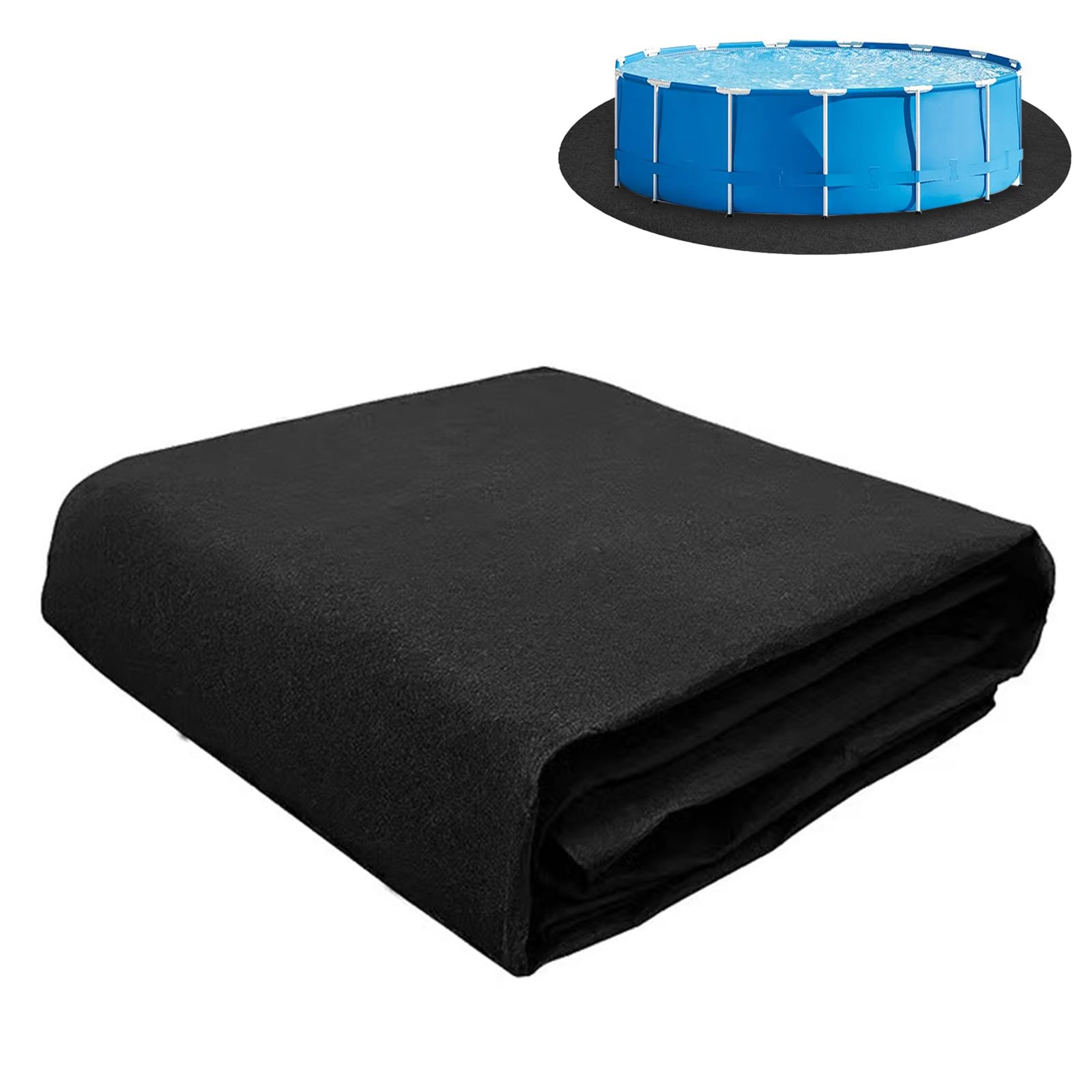 Couverture de piscine ronde 370 cm – sous-couche de piscine antidérapante pour l'extérieur, sous-couche de protection de fond de piscine pour piscines hors sol et spas, pliable, robuste