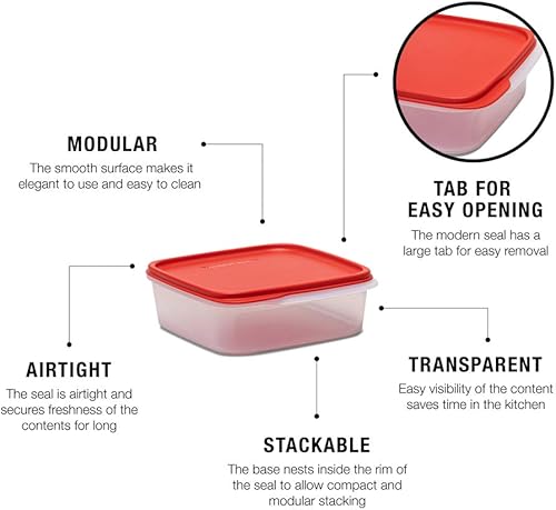 Miniatura 5 de Tupperware Juego de 2 recipientes clásicos de almacenamiento de alimentos, 0.55 L, cuboides, resistentes a fugas, aptos para lavavajillas