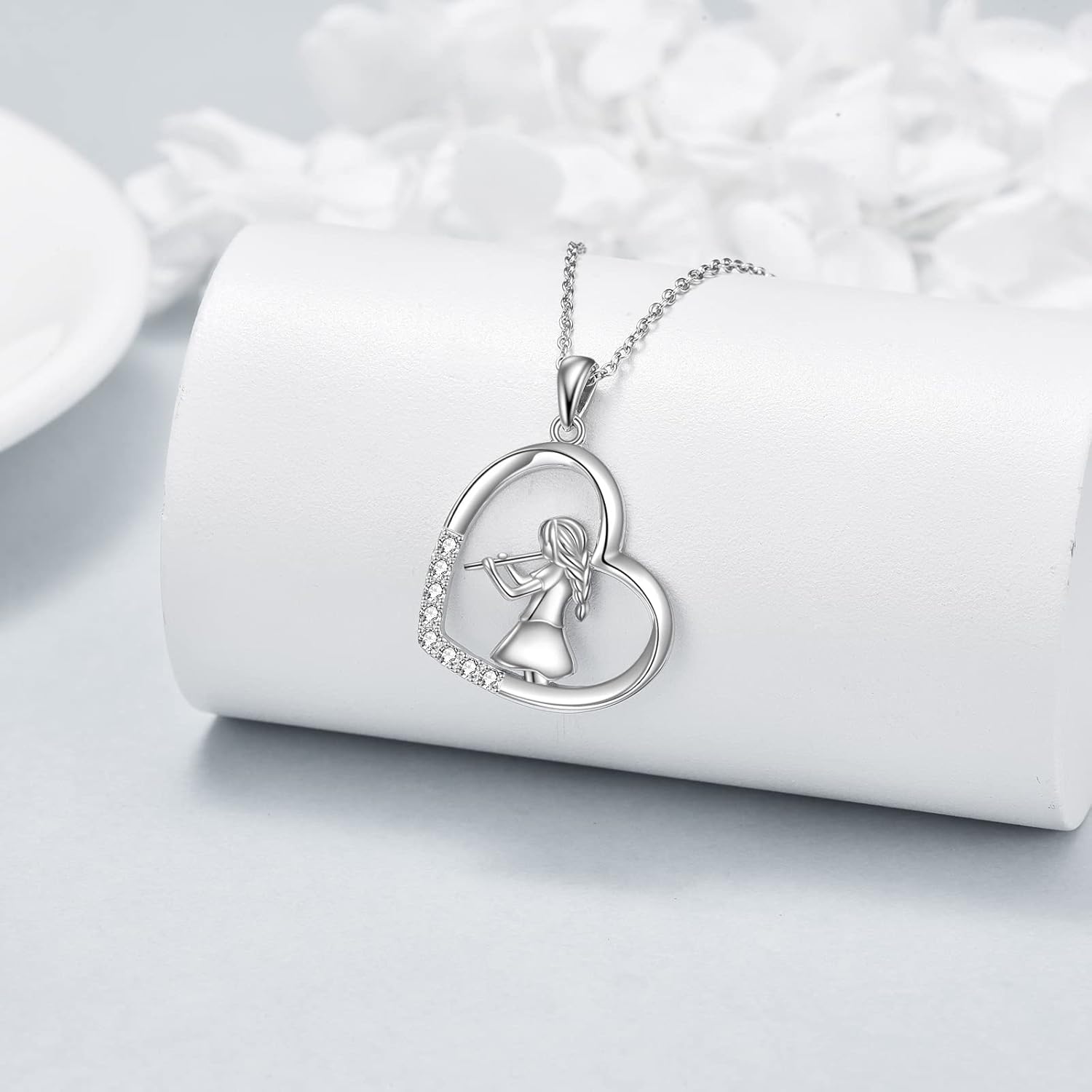 YFN 925 Sterling Silver Flute Pendant Necklace Music Students Graduation Gift Jewelry for Women - Image 2