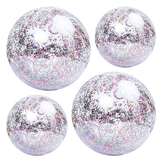 Elcoho 4 Pack Glitter Beach Ball Confetti Parties Beach Balls Pool Water Toys for Summer Parties