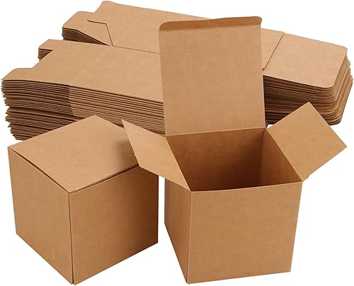 Paquete de 100 cajas de regalo con tapas para regalos, cajas de regalo pequeñas de 4 x 4 x 4 pulgadas, cajas de regalo a granel, cajas de papel de
