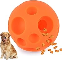 VEEBELL Evan 5 Inch Orange Treat Dispensing Ball - Interactive Puzzle Toy for Medium Dogs, Slow Feeder Fun Chew Toy Alternative
