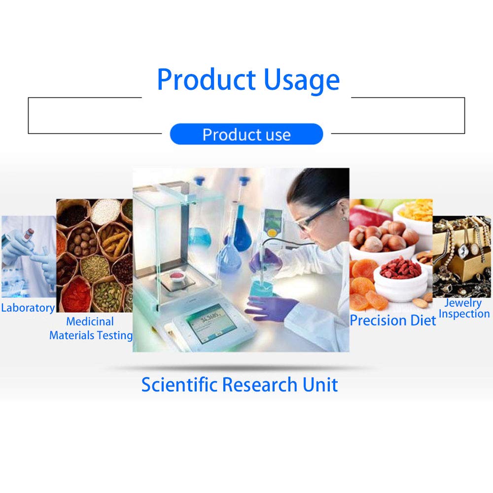 Báscula de precisión para laboratoriosBalanzas de precisión para Laboratorio Balanza analítica Digital de 0,1 MG Báscula electrónica precisa para Laboratorio, Farmacia y joyería，100 g/0,1 MG