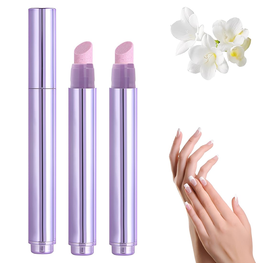 3-in-1 Penna per l'olio per cuticole, penna per olio per le cuticole pusher con punta in ceramica, penna per rimuovere cuticole idratante e illuminante, per unghie secche e stressate