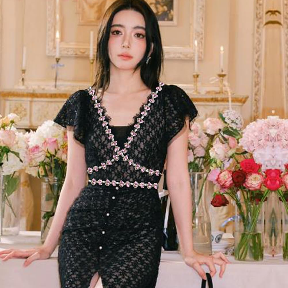 FYBownot 1 Yard Colourful Rhinestone Trim, Crystal Rhinestone Chain Applique, Ideal for DIY Decoration and Wedding Clothing Embellishments