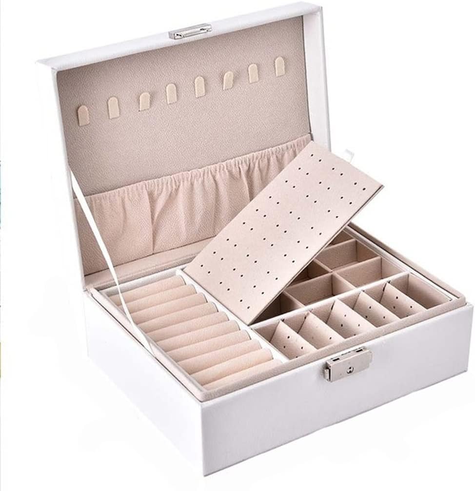 Leather Jewelry Storage Box Portable Multifunctional Jewelry Box Jewelry Storage Box Gift(E)