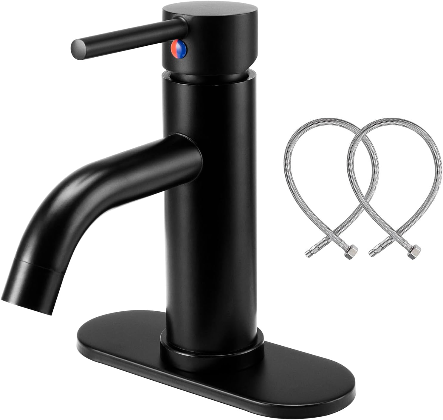 HaiZR Bathroom Faucet - Matte Black Single Hole Hot and Cold Water ...