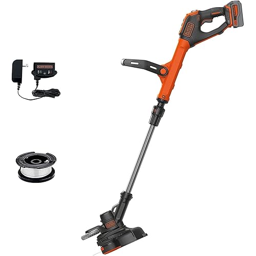 BLACK+DECKER 20V* MAX String Trimmer and Edger, EASYFEED Weed Wacker, 12 Inch Cutting Width, 2 Speed Control Weed Eater, (1) Battery and Charger Included (LSTE523)