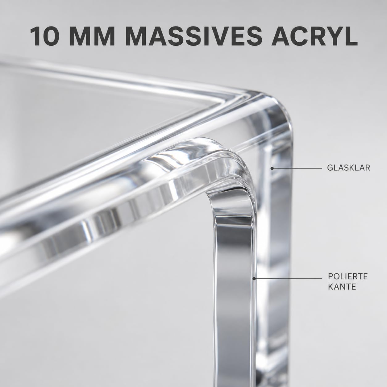 Acrylglas Monitorständer - Exklusive Bildschirmerhöhung aus deutscher Handarbeit - 10mm Monitor Stand - Premium Bildschirmständer Tischaufsatz