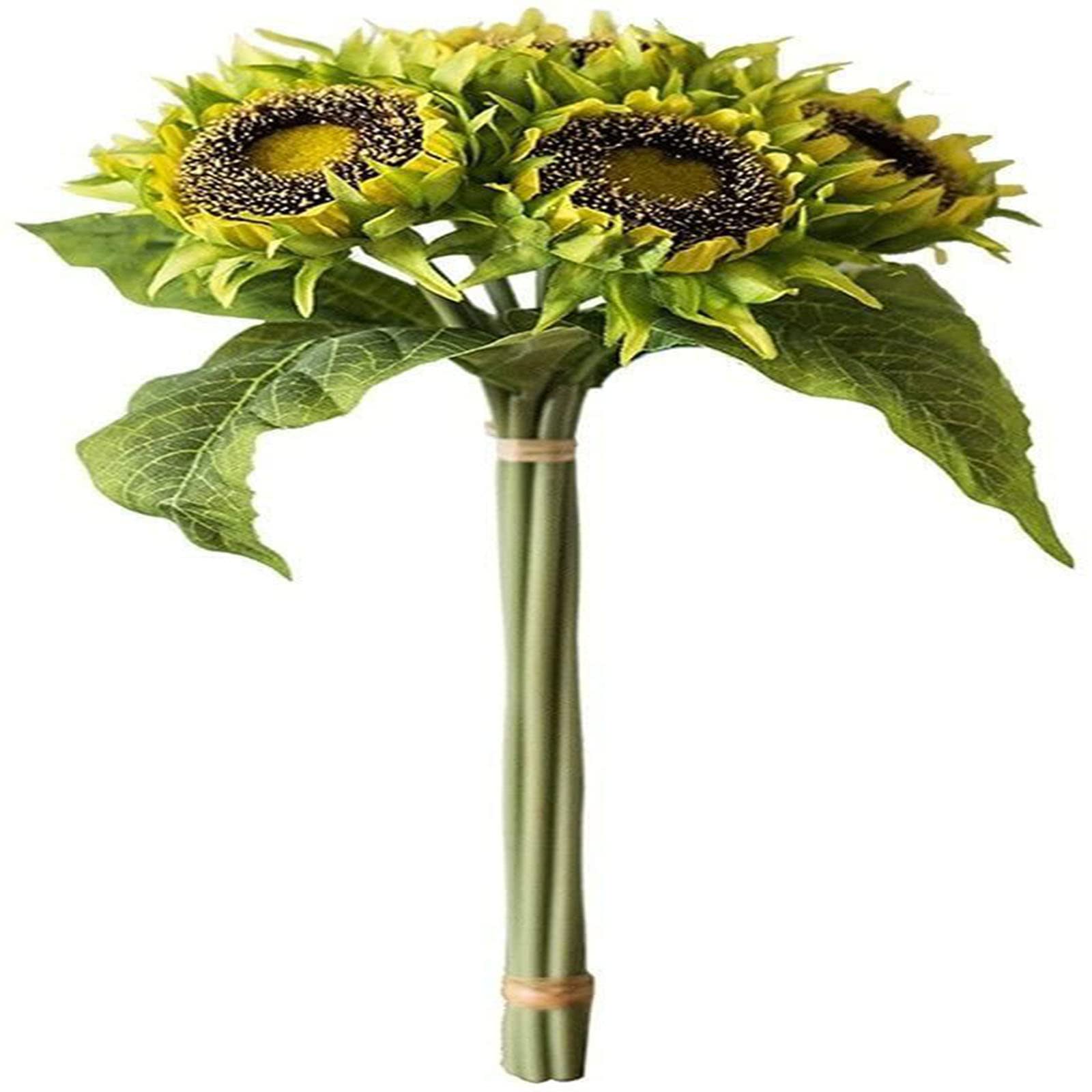 XDLEDMKIZ Sunflower Artificial Flowers Bunch Green Simulation Sunflower Bouquet Plastic Flowers for Decoration Ornaments Fake Flowers