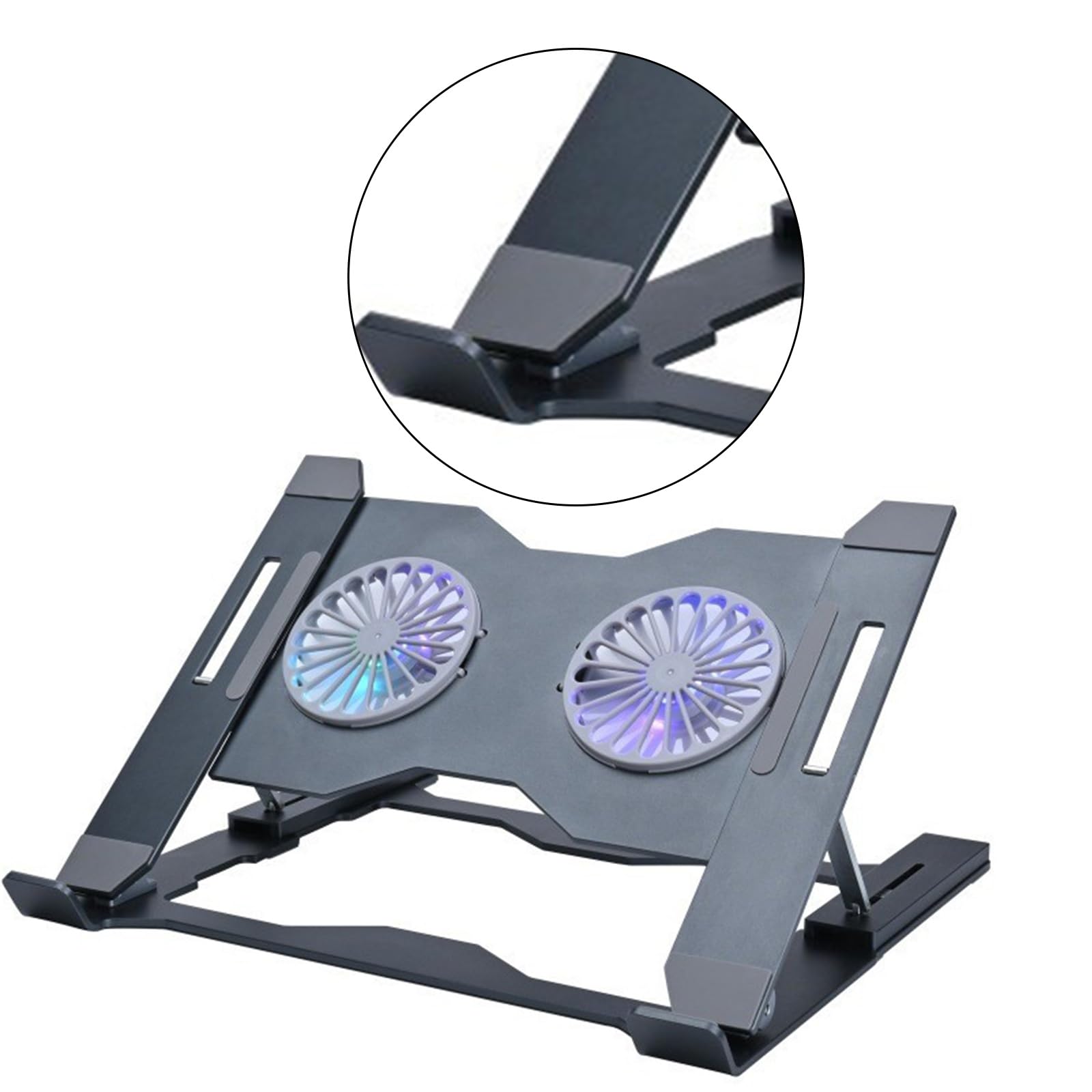 Soporte ergonómico para portátil con ventilador grande y almohadilla de refrigeración de aluminio en ángulo