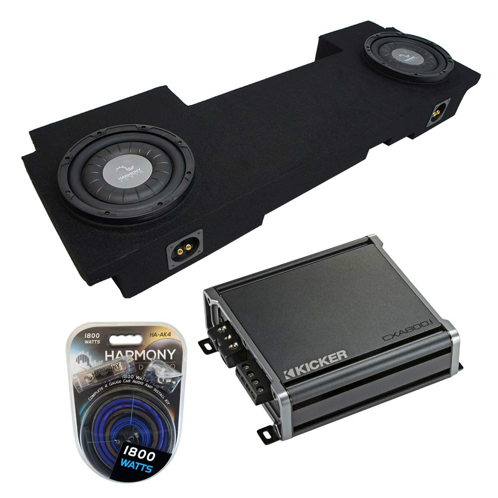 Harmony Audio Compatible with 2002-2013 Chevy Silverado HD Crew Truck Bundle F104 Dual 10