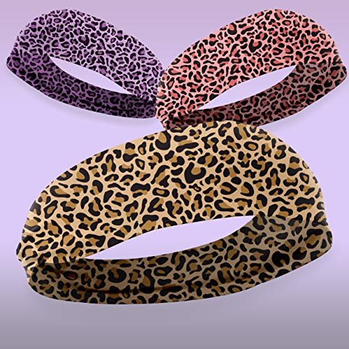 Leopard Print Stretchy Headband - Purple Leopard - Coral Leopard - Trendy Headband, Great for Casual and Active wear