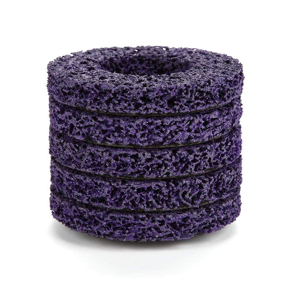 Zestaw 5 tarcz ściernych do szlifierki 100 mm 60# Poly Strip Disc narzędzie do czyszczenia do usuwania rdzy/malowania/łuszczenia fioletowo-złotej