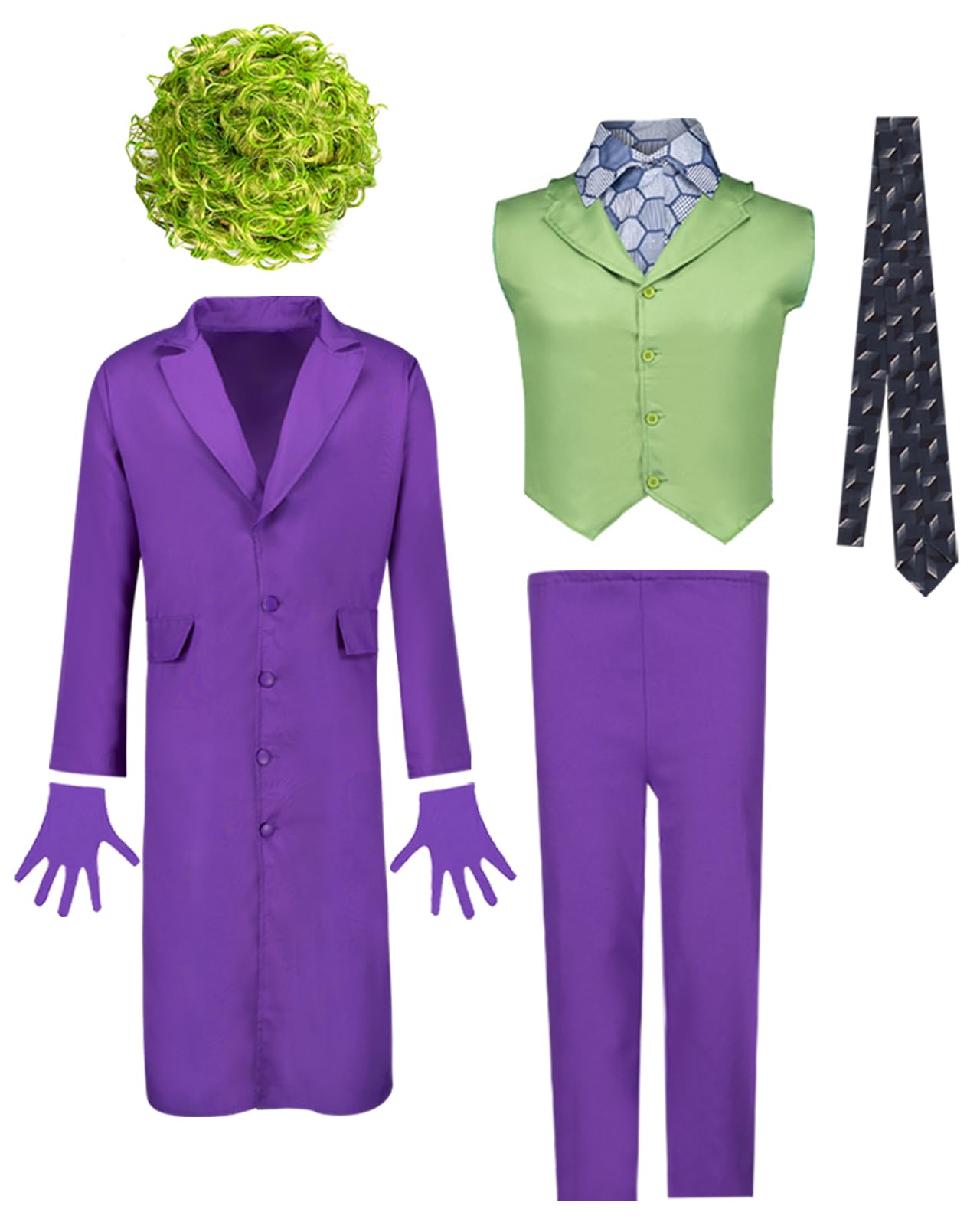Funidelia Déguisement Officiel de Joker Chevalier Noir pour Homme avec perruque, Tenue du Joker pour adulte, Déguisements de Halloween et Carnaval – Taille M