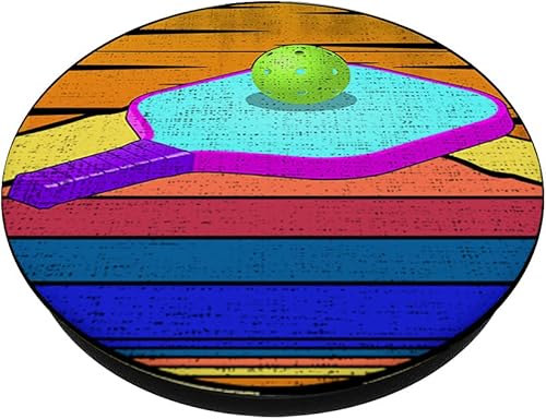 Miniatura 2 de Pickleball raquetas paletas y bola retro atardecer deportes regalo PopSockets intercambiables PopGrip