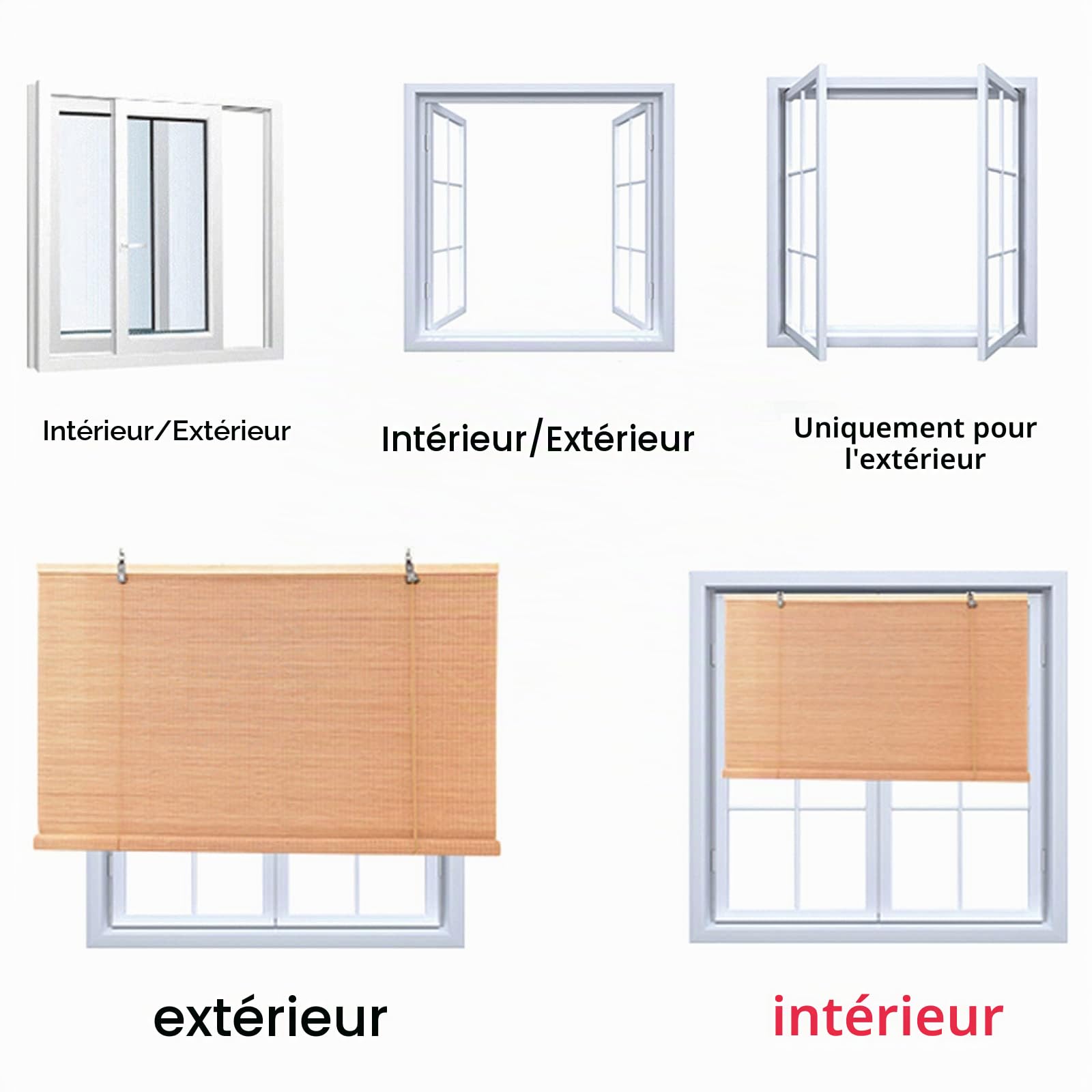 Store Enrouleur Bambou Naturel,Store Occultant en Bambou Exterieur,Stores À Rouleaux Romains,Stores en Bambou/Store Venitien Bois/Store Fenetre,pour Balcon/Jardin/Belvédères (90x175cm/36x69in)