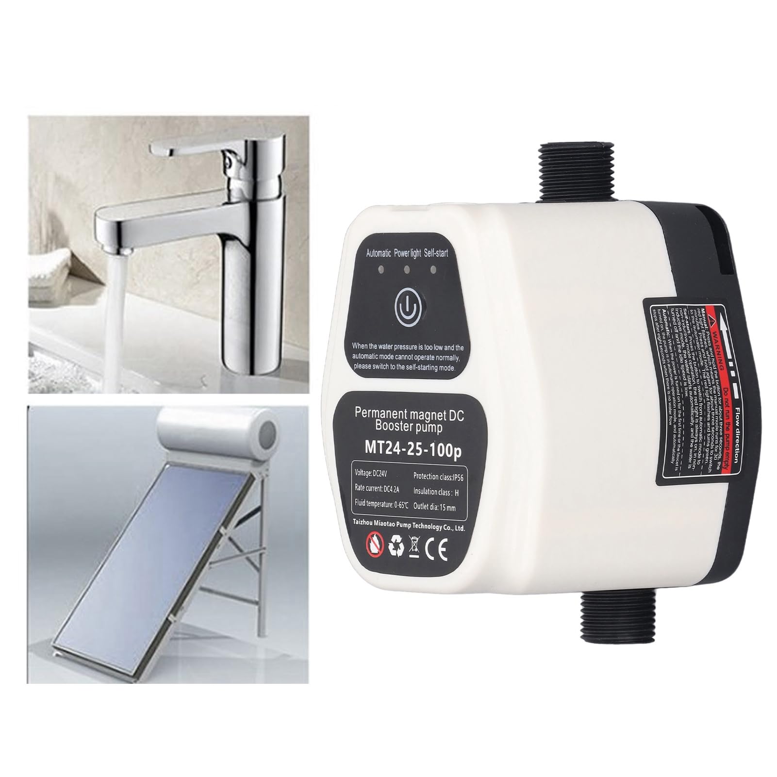 Pompe Surpression Intelligente 24V 100W Silencieuse pour Augmentation Pression Eau Domestique