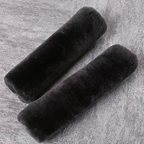 Image of OGLAND 2 Pack Sheepskin Car Seat Belt Cover Pads | Wool Seatbelt Cushions