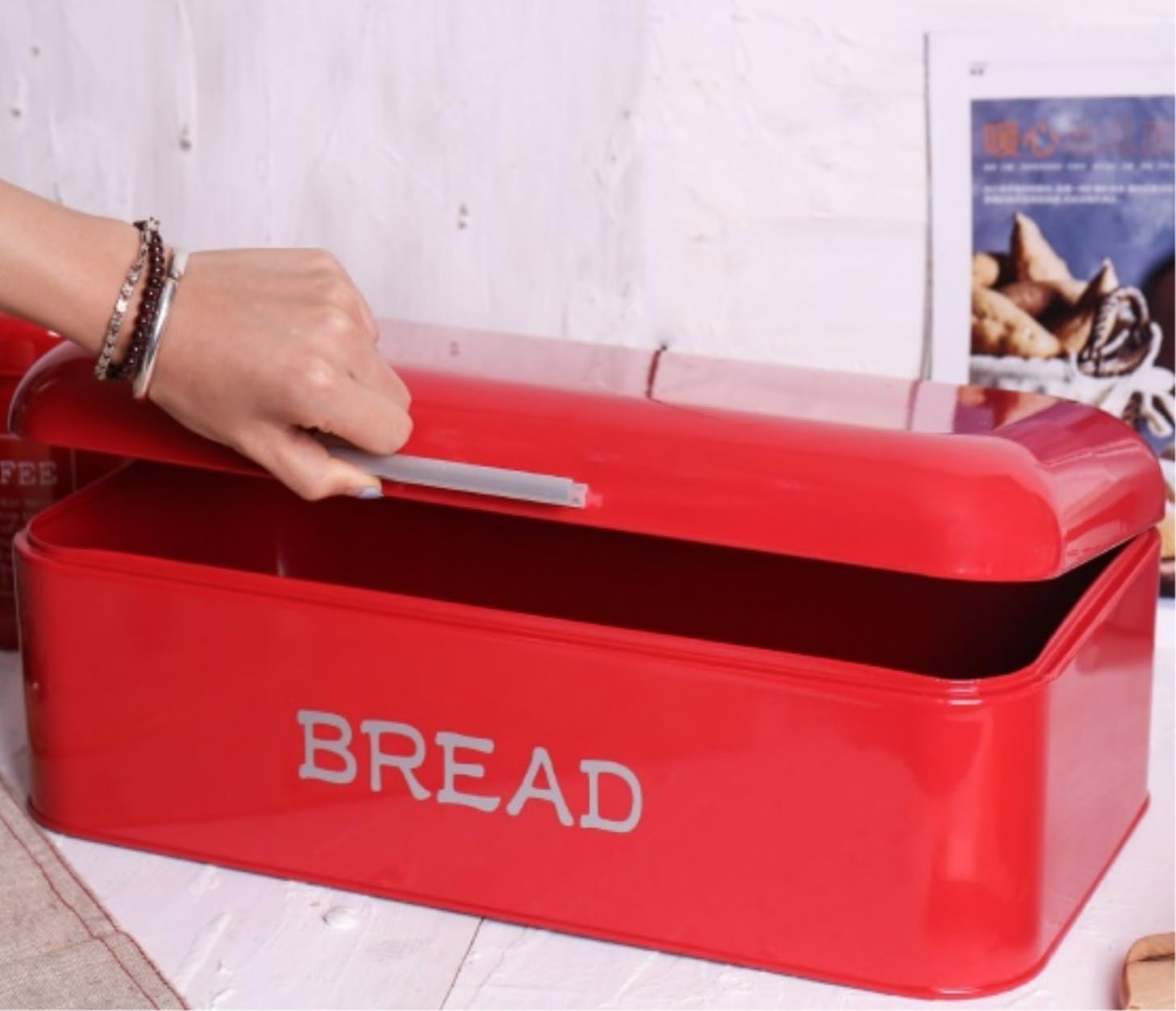 Caja De Pan Panera para Pan Caja De Pan Rectangular, Papelera De Metal para Mostrador, Contenedor De Almacenamiento De Alimentos Secos Multifuncional, Decoración Caja Contenedor De Pan