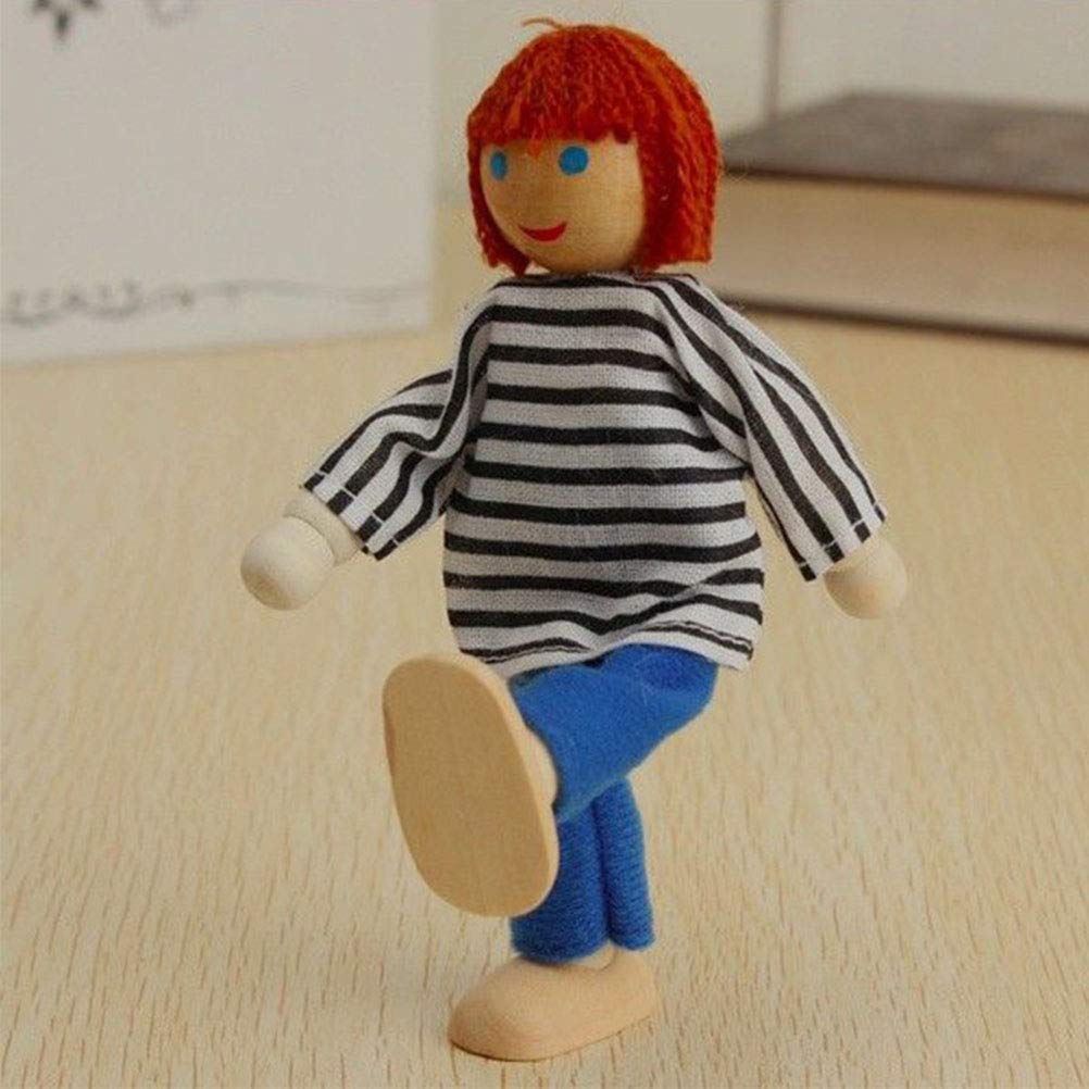 Vaguelly Wooden Doll Family Set – 4-Piece Figurines With Colorful Outfits, Safe For Kids