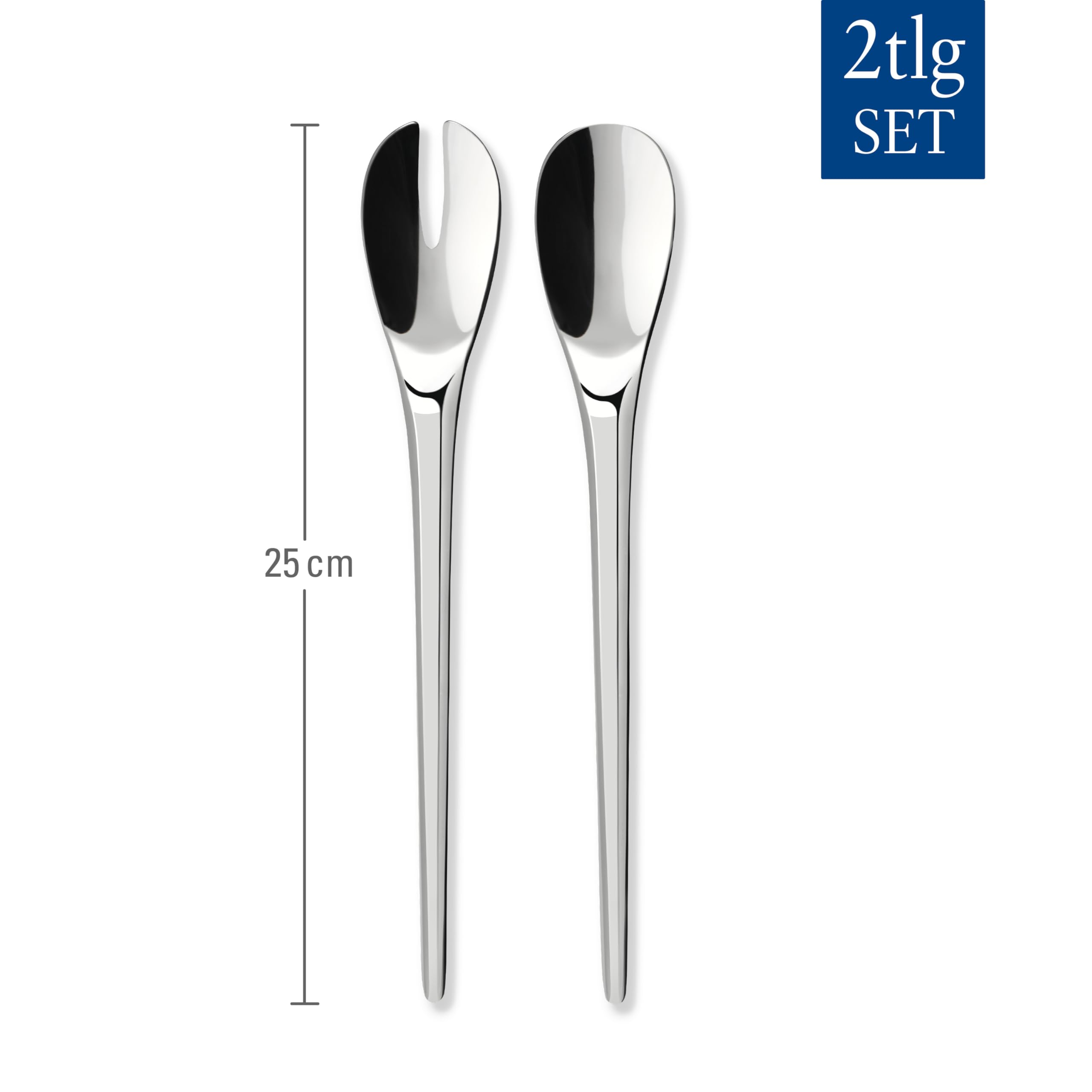 Villeroy & Boch NewMoon Posate per Insalata Versatili, Uso Quotidiano e per la Tavola Festiva in Acciaio Inox, Lavabili In Lavastoviglie, 2 Pezzi