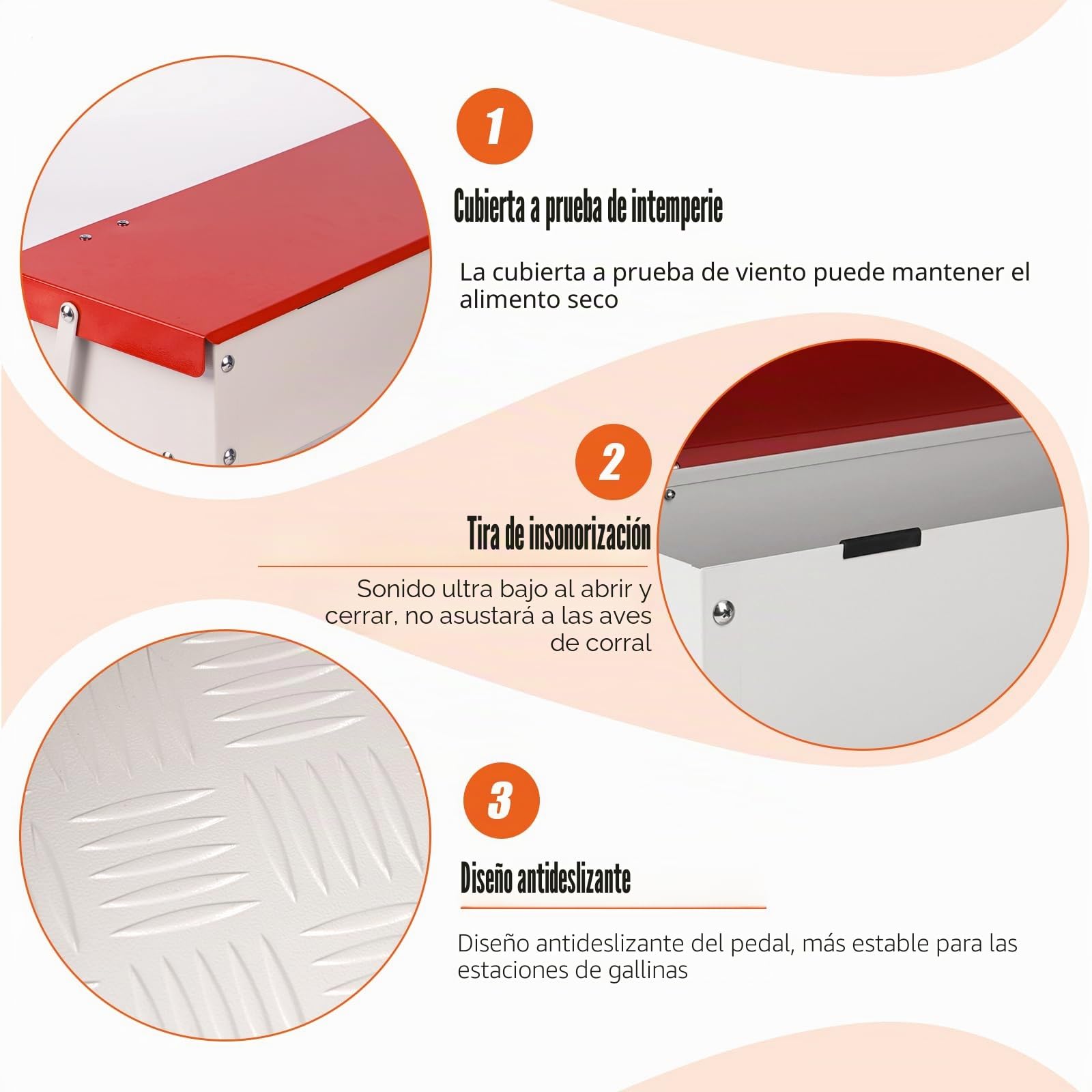 Comedero Automático para Gallinas, 7 Kg Metal con Pala de Acero Inoxidable, Comedero de Patos Para Exteriores, Sin Desperdicios con Tapa Resistente a la Intemperie para 6-12 Gallinas