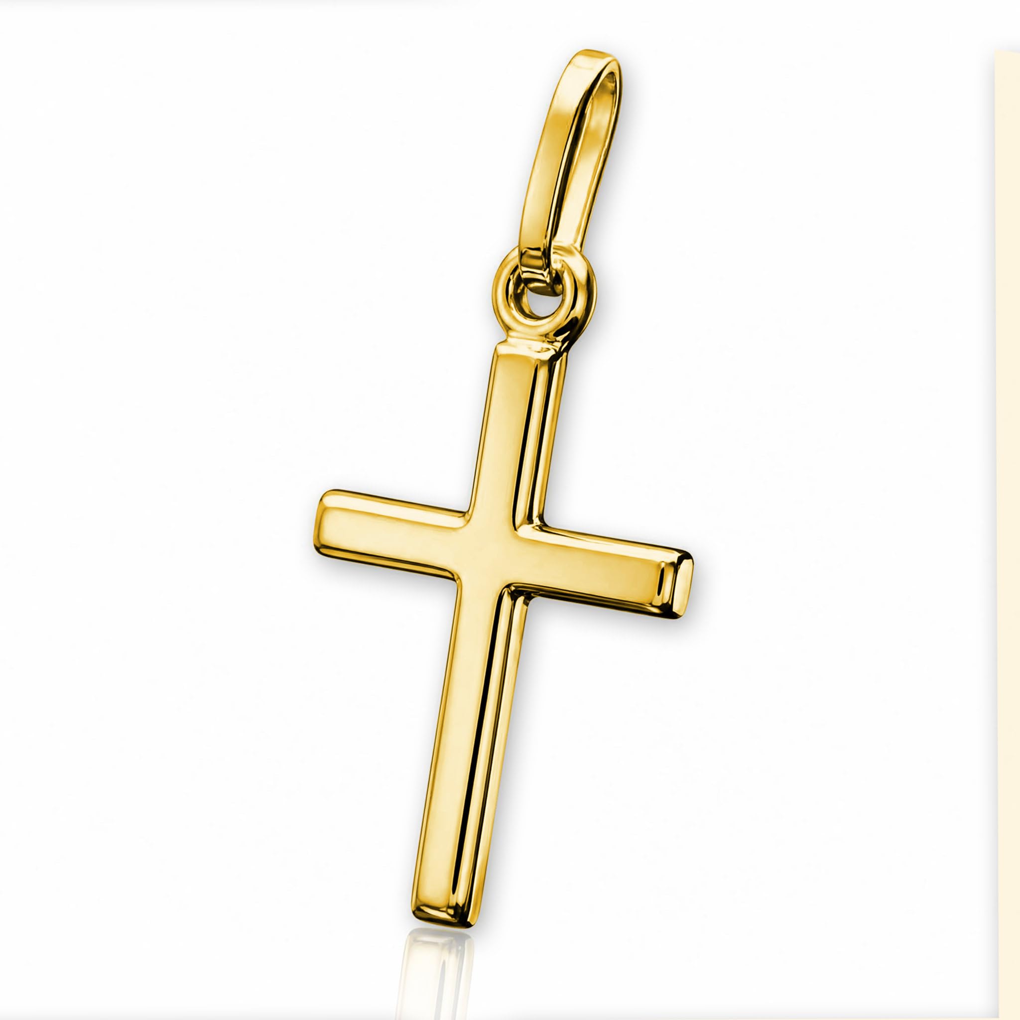 CLEVER SCHMUCK Chaîne en or pour enfant - Petite croix - 15 mm - Simple et brillante - Chaîne fine de 40 cm - Les deux - Or 333 8 carats - Dans un étui à bijoux