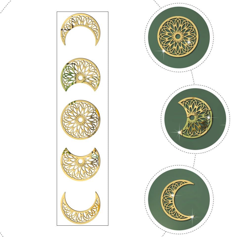 Stickers muraux lune sans perçage avec adhésif doré durable - 4