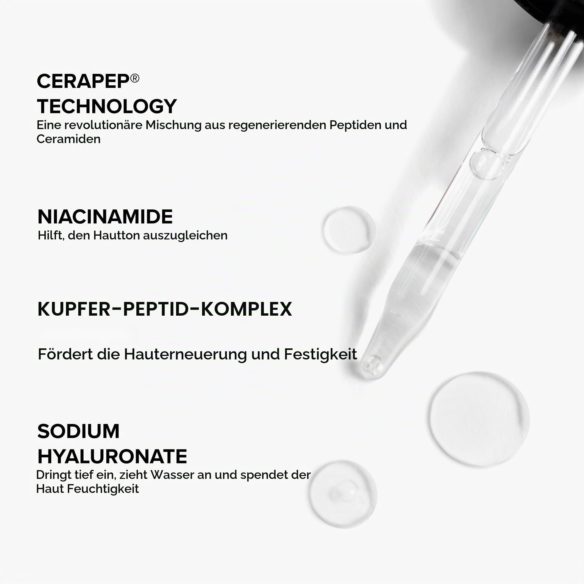 DRMTLGY Nadelloses Serum - Feuchtigkeitsspendendes Gesichtsserum mit Hyaluronsäure, Peptiden & Ceramiden - 30ml