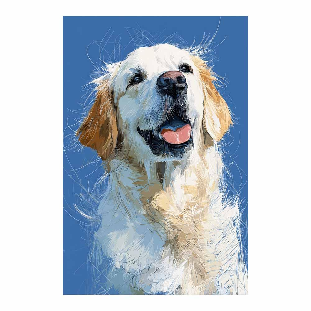 ZAMAEIU Canvas Print Wall Art Dog demeanor Abstract Dog Animal Paintings, Suitable for living room, bedroom, for Kids Room Decoretc.(white)-80x120cm Unframed