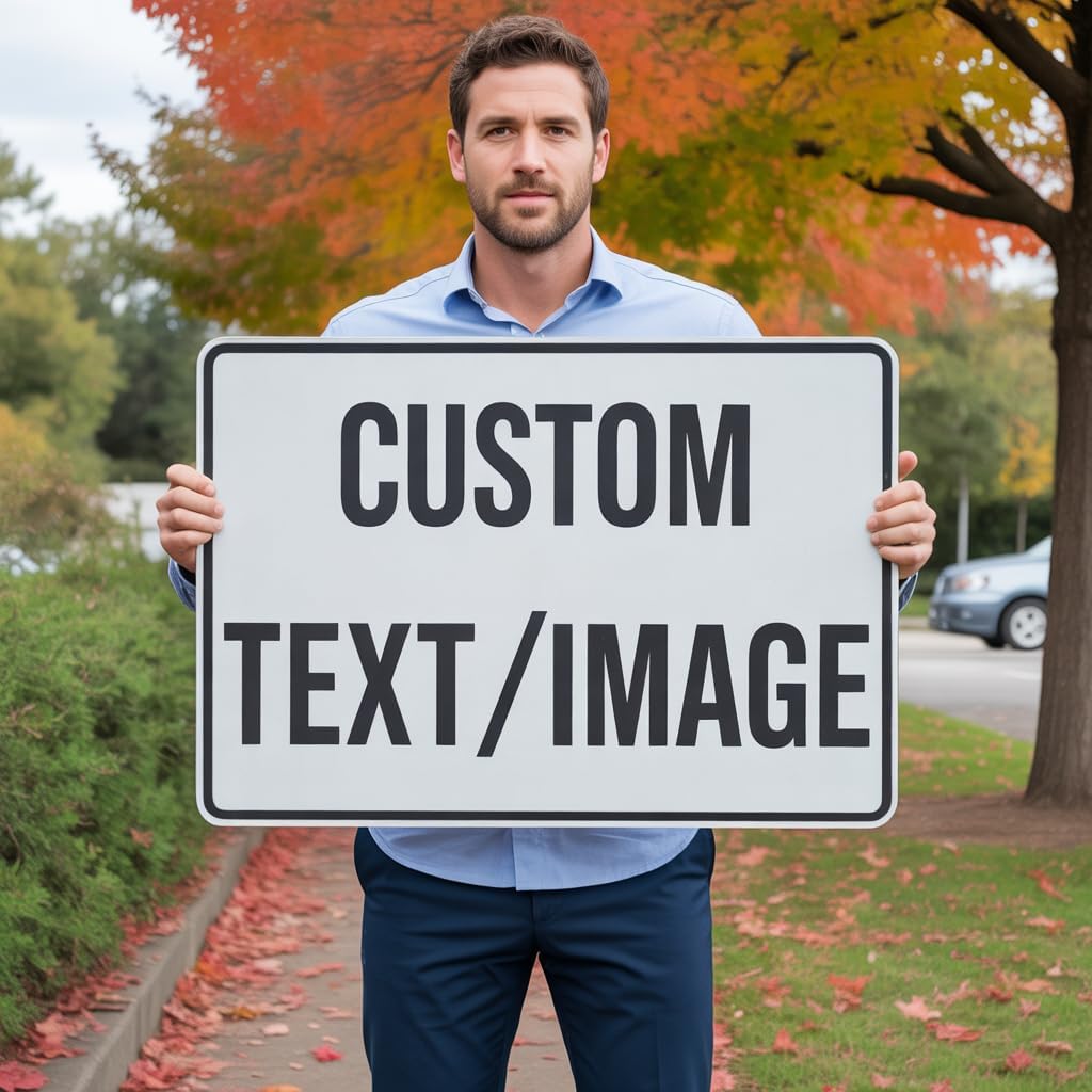 Custom Personalized Outdoor Metal Sign, 24x18 Inch Durable Rust-Free Aluminum with Reflective Option. Perfect for Garden, Business, Workplace, or Home Decor. Single/Double Sided.